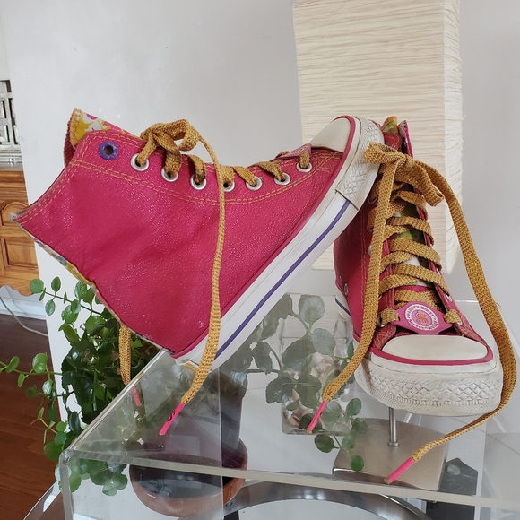 Daddy's Money Sneakers size 5 1/2 Hot Pink Secret Wedge High Top Shoes - Picture 10 of 13